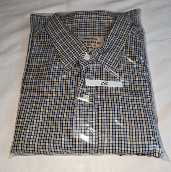 Vintage Polo Jeans Co Ralph Lauren Shirt Men L Short Sleeve Plaid Button Up - Picture 7 of 7